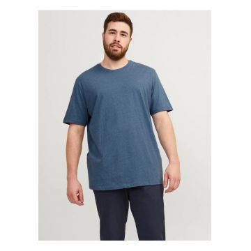 Plus Tricou barbati big sizes - din bumbac organic - Standard Fit - PAULOS - Albastru inchis -