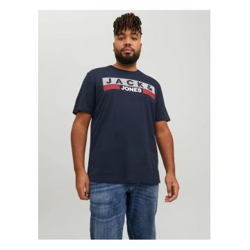 Plus Tricou la baza gatului - barbati big sizes - din bumbac organic - Regular Fit - Bleumarin inchis -