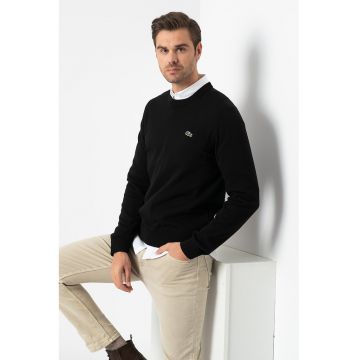 Pulover regular fit de bumbac organic - Negru