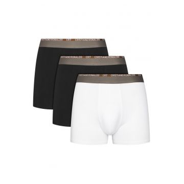 Set 3 perechi boxeri barbati - CR7 - bumbac - alb - negru - Multicolor