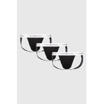Set de chiloti cu banda cu logo in talie - 3 perechi - Negru stins/Alb optic