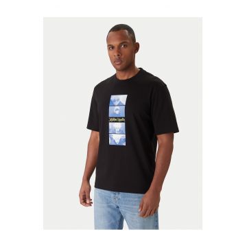 Tricou barbat  negru/albastru - bumbac