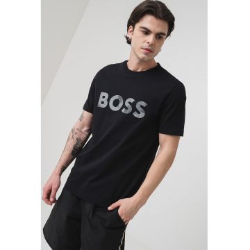 Tricou din bumbac cu imprimeu logo - Negru/Gri