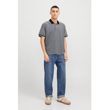 Tricou polo cu garnituri contrastante - Gri melange