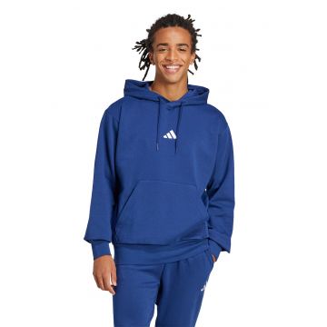 Hanorac regular fit cu buzunar kangaroo Feelcozy - Alb/Albastru inchis