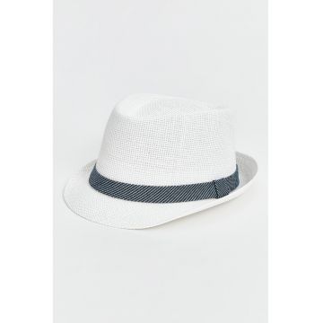 Palarie din hartie Fedora - Alb optic/Albastru