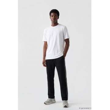 Pantaloni de trening cu snur - Negru/Alb optic