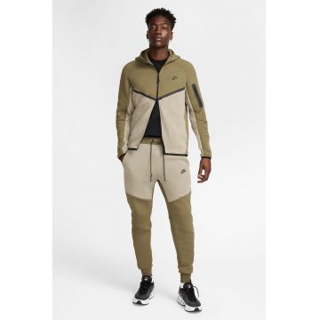 Pantaloni de trening din amestec de bumbac cu talie ajustabilia - Bej/Verde masliniu