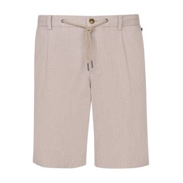 Pantaloni scurti barbati -  fermoar - 76% bumbac - ecru