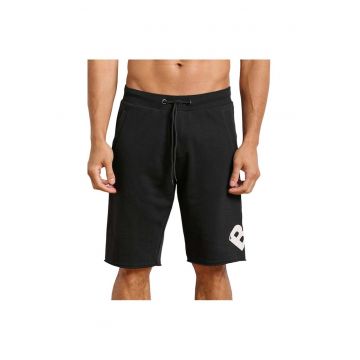 Pantaloni scurti  croiala regulata - talie elastica - negru - bumbac/poliester