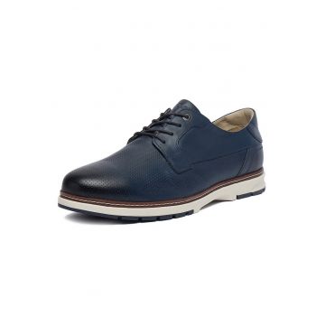 Pantofi barbati -  bleumarin - piele naturala - varf rotund