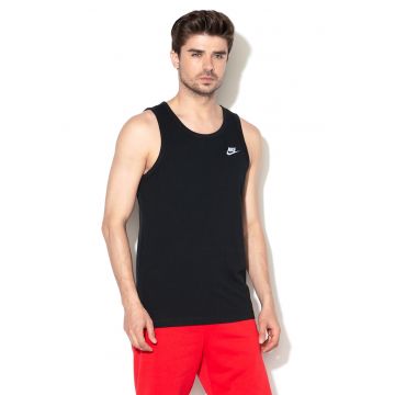 Top cu broderie logo pe piept Sportswear - Negru