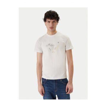 Tricou barbati -  slim fit - alb - din bumbac