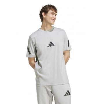 Tricou de bumbac cu model monograma Z.N.E - Negru/Gri deschis