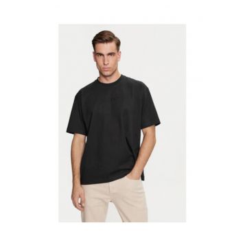 Tricou uni din amestec de bumbac organic - Negru