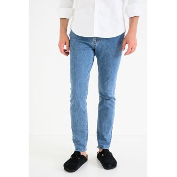 Blugi slim fit cu model cu 5 buzunare - Albastru deschis