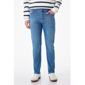 Blugi slim fit cu talie medie - Albastru royal