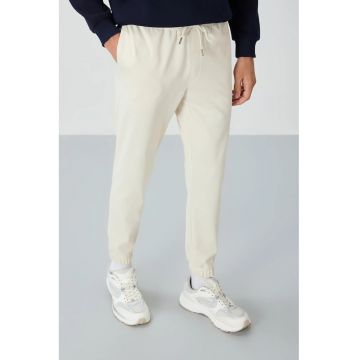 Pantaloni de trening - Barbati - Pantaloni de trening TOMMY pentru barbati - Regular Fit - din fleece - Cream Natural -