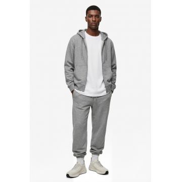 Pantaloni de trening cu snur si buzunare laterale - Gri melange