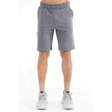 Pantaloni scurti - Barbati - Pantaloni scurti de trening din fleece imprimati TOMMY pentru barbati - Gri carbune -