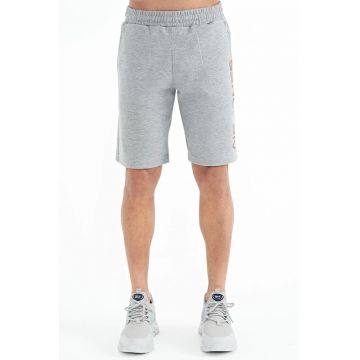 Pantaloni scurti - Barbati - Pantaloni scurti de trening din fleece imprimati TOMMY pentru barbati - Gri deschis -