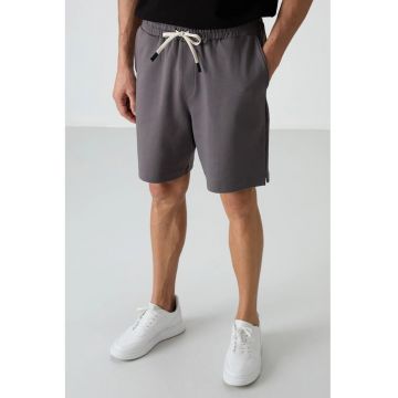 Pantaloni scurti - Barbati - Pantaloni scurti de trening TOMMY din bumbac-poliester pentru barbati - Gri carbune -