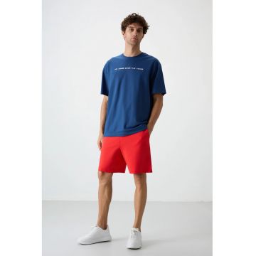 Pantaloni scurti - Barbati - Pantaloni scurti de trening TOMMY din bumbac-poliester pentru barbati - Rosu - Rosu