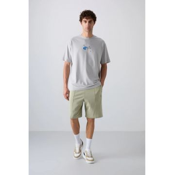 Pantaloni scurti - Barbati - Pantaloni scurti de trening tricotati TOMMY pentru barbati - Verde salvie -
