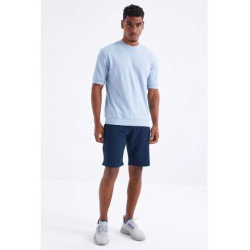 Pantaloni scurti - Barbati - Pantaloni scurti jerseu TOMMY pentru barbati cu snur in talie - Bleumarin