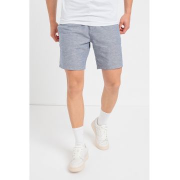 Pantaloni scurti chino din amestec de in - Albastru melange