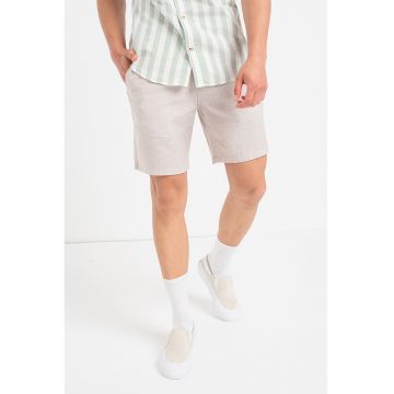Pantaloni scurti chino din amestec de in - Gri cenusiu