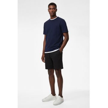 Pantaloni sucrti uni cu aspect texturat' - Bleumarin