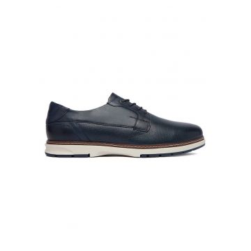 Pantofi barbati -  bleumarin - piele naturala varf rotund
