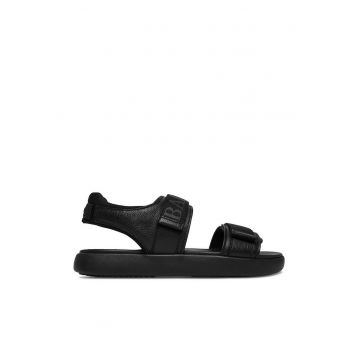 Sandale barbatesti  piele naturala - negru - sistem inchidere Velcro