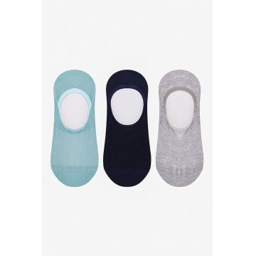 Set de sosete foarte scurte cu model uni - 3 perechi - Albastru pastel/Negru/Liliac prafuit