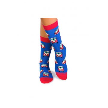 Sosete bumbac organic COLOUR COTTON Retro Buses Blue