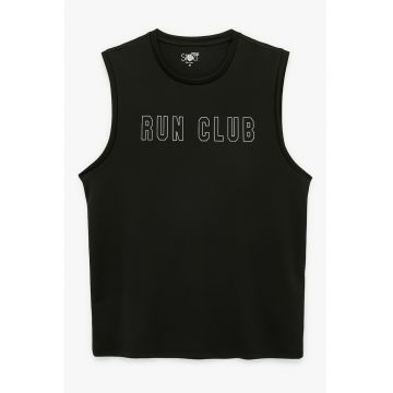 Top cu imprimeu text - Negru