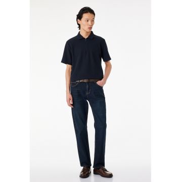 Tricou cu guler cu fermoar - Albastru ultramarin