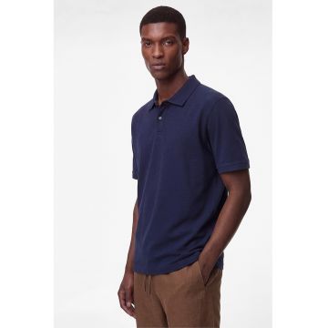 Tricou de bumbac cu guler polo - Albastru inchis