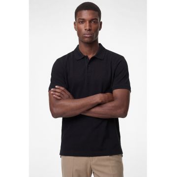 Tricou de bumbac cu guler polo - Negru