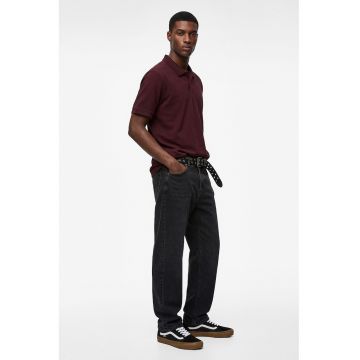 Tricou de bumbac cu guler polo - Rosu inchis