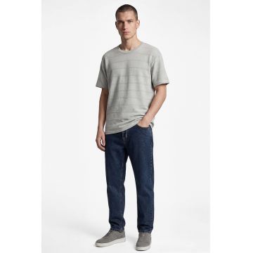 Tricou din bumbac cu decolteu la baza gatului - Gri deschis