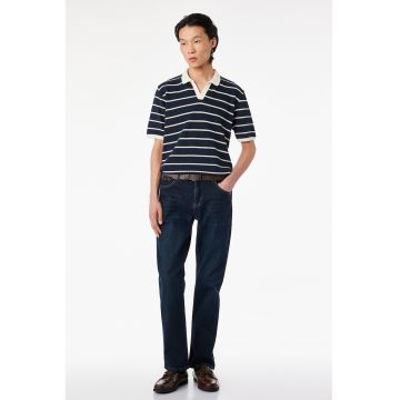 Tricou polo din bumbac - Alb fildes/Negru