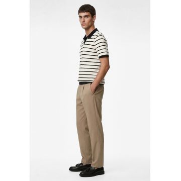 Tricou polo din bumbac - Negru/Bej deschis