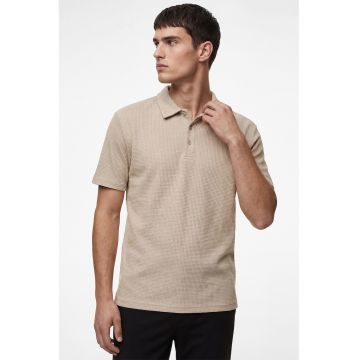 Tricou polo texturat - Bej deschis