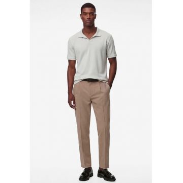 Tricou regular fit cu guler polo - Gri deschis
