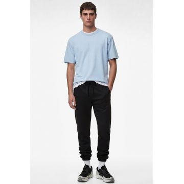 Tricou uni cu decolteu la baza gatului - Albastru pastel