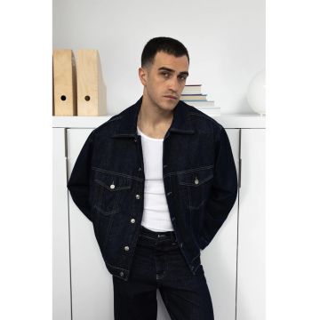 Geaca barbati -  din gabardina de bumbac - bleumarin - dwqfqwcu buzunare - Bleumarin