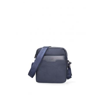 Geanta crossbody cu insertii din piele ecologica - Albastru
