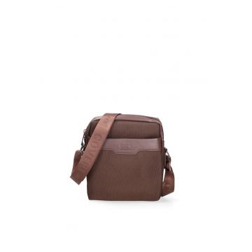 Geanta crossbody cu insertii din piele ecologica - Maro